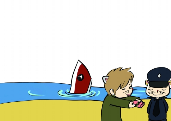 這艘非法采砂船默默地立在洛陽江邊，警示世人。